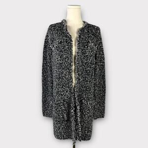 Ann Taylor Fringe Tweed Open Front Cardigan Size Small